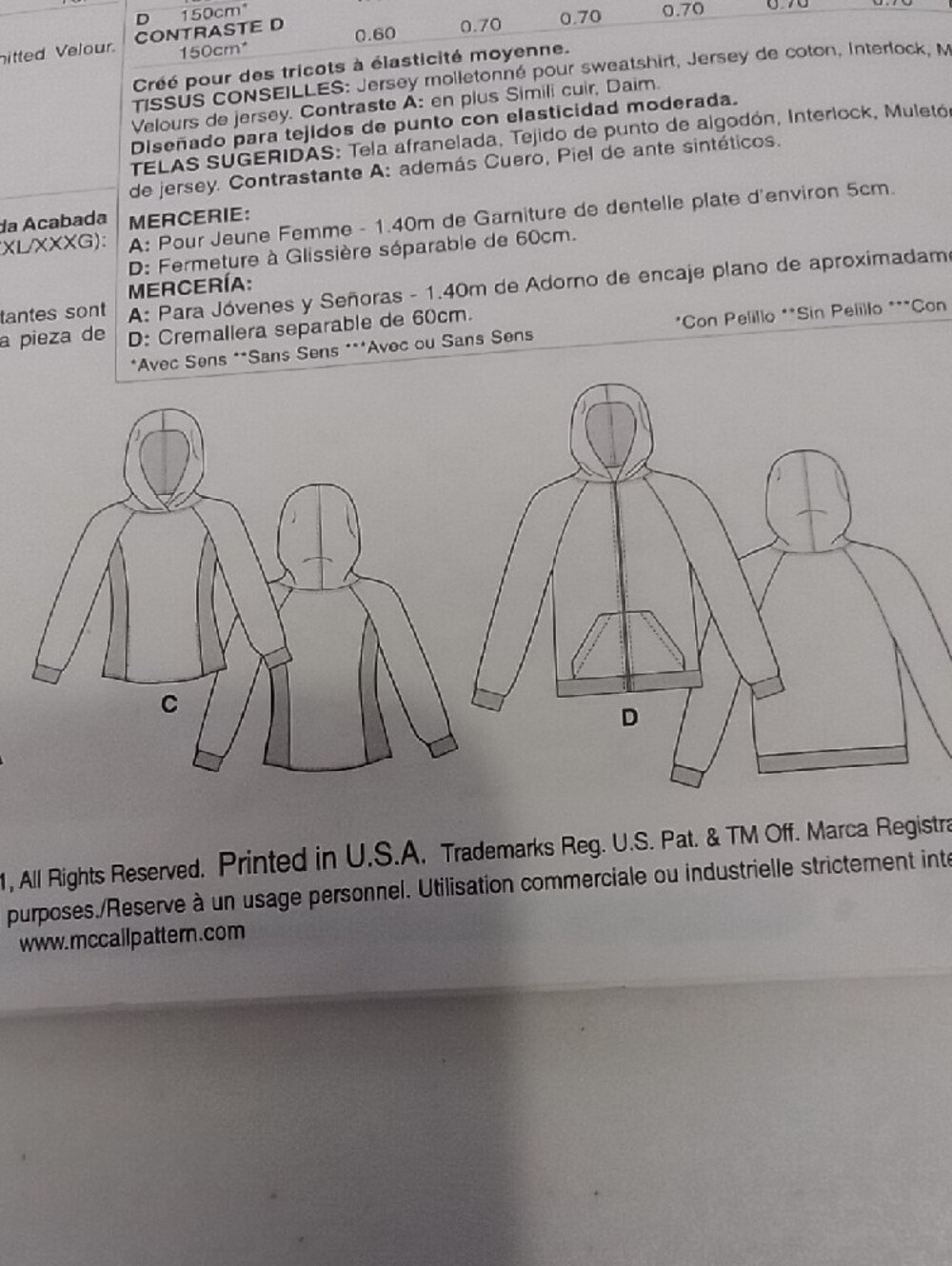 McCALL'S Uncut Unisex Hoodie /Sweatshirt Sewing Pattern, Sz Small - Med. - Large - Picture 6 of 9